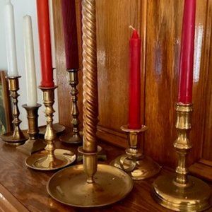 Bundle of brass candlesticks